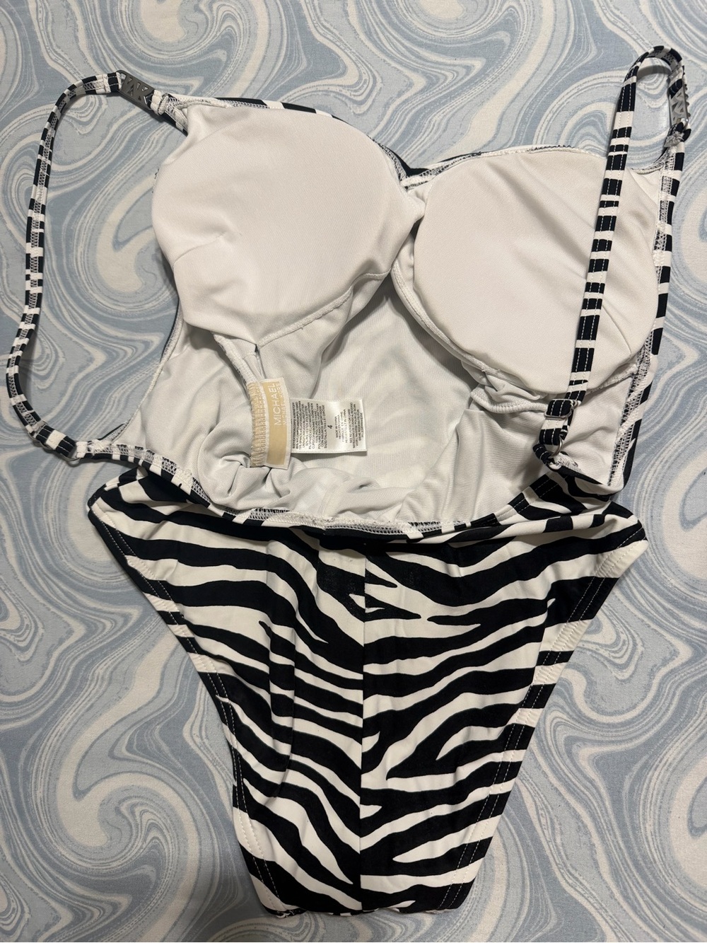 Michael Kors Black and White Zebra-Print Bodysuit